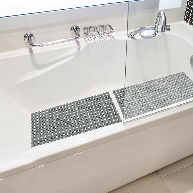 BEMISO Shower Mat Non Slip Bathtub Mat with Suction Cups and Drain Holes Bath mat for tub 33.4 x 15.7 Inch Large Size