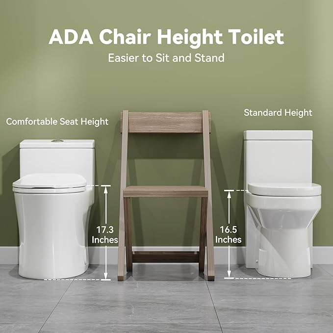 HOROW T0338W One Piece Toilet with Non-Electric Bidet Toilet Seat, Elongated ADA Chair Height Toilets with Adjustable Nozzles Seat, Powerful Dual Flush & Soft Closing Seat Include, White