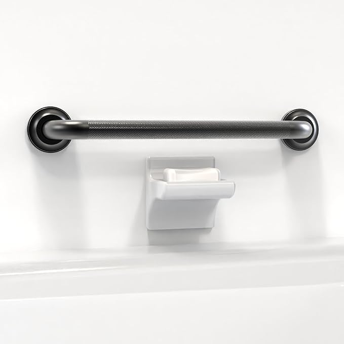 1-1/4" Knurled Grab Bar, ADA Compliant Bath Safety Shower Handrail, Bathroom Mobility Aid Handle for Seniors and Disabled, Heavy Duty 500lbs Support