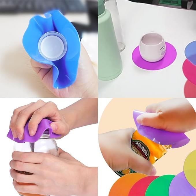 Jar Opener - Can Open Bottle Top Openers for Seniors,Arthritis,Weak Hands,Rubber Lid Gripper Manual Tool Effortless Opening Jars Silicone Pad Large Easy Glass Jar Cap Remover Kitchen Twist Coaster