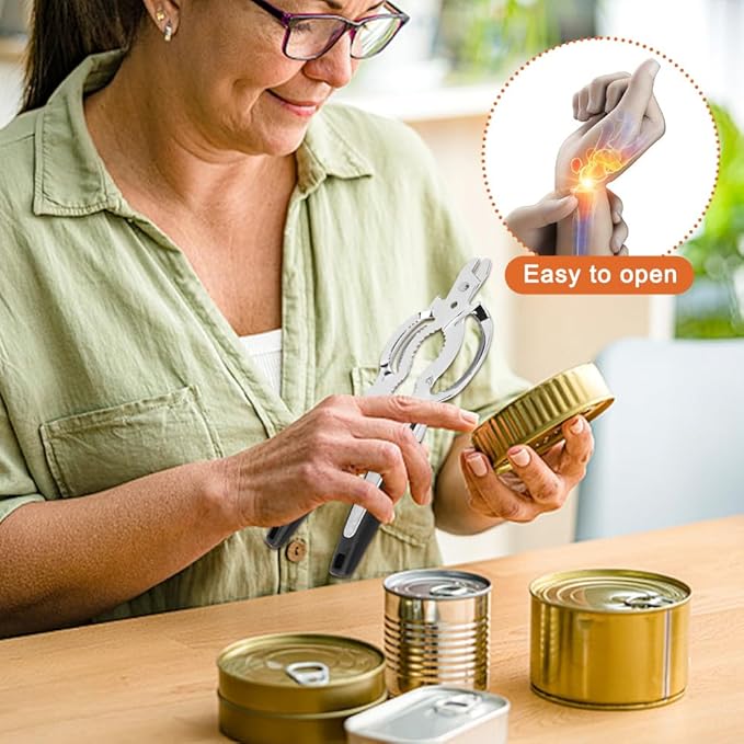 Jar Opener, Stainless Steel Jar-Lid Opener, Multifunctional Jar-Opener for Weak Hands, Beer Bottle-Opener for Arthritic Hands, Seniors with Arthritis