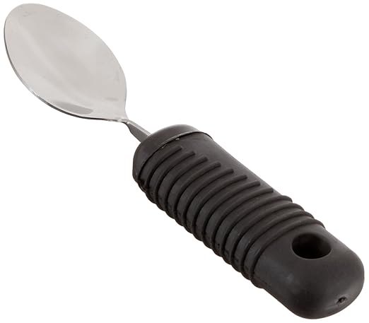 Sammons Preston Sure Grip Bendable Tablespoon, Bendable Stainless Steel Spoon with 4" Long Thick Rubber Handle with Good Grips, Eating Aid for Arthritis, Weak Grip, Stroke Impairments, & Disabilities