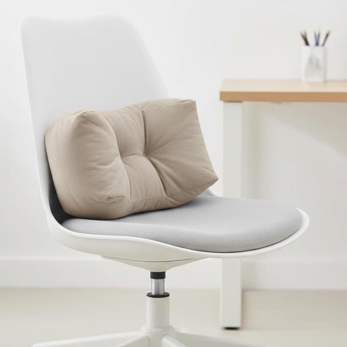 Lumbar Support Pillow Small Lower Back Pillow for Office Chair, Car Seat, and Desk Chair Ergonomic High-Elasticity Cushion for Pain Relief and Comfort on Sofa, Bed, or Travel (White)