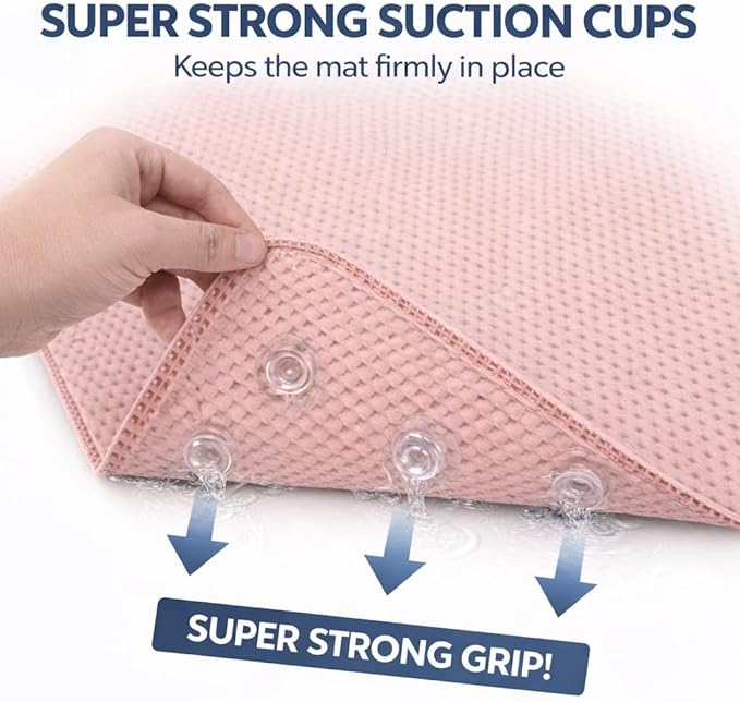 Bathtub Mat Non Slip, Bath Mat for Tub Non Slip, Tub Mat Extra Large 36 x 17 in, Bathtub Mat with Suction Cups & Drain Holes, Soft Foam, Machine Washable, Brown