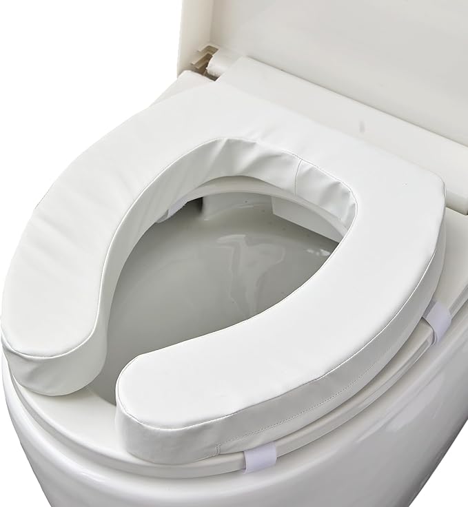 Toilet Seat Riser Cushion for Seniors, Raised Padded Bathroom Riser with Soft Foam, Portable Seat Elevator for Post Surgery Recovery, Hip & Knee Pain Relief, Arthritis Support & Low Toilets