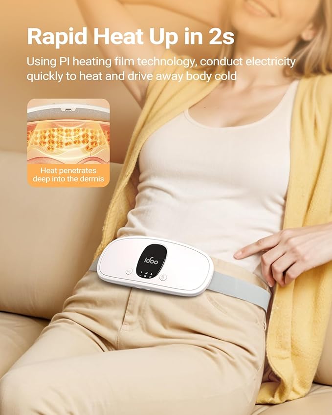 iDOO Portable Heating Pad for Period Cramps, FSA Eligible Item, Gifts for Women Girlfriend Mom Wife, Back Belly Heat Pad for Menstrual Pain Relief, with 3 Heat Levels 3 Massage