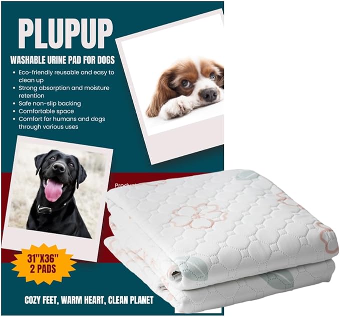 Extra Large Washable Dog Pee Pads (2 Pack), 31"x36" Reusable Waterproof Pad for Large Dogs, Super Absorbent, Non-Slip Indoor Puppy Training Mat