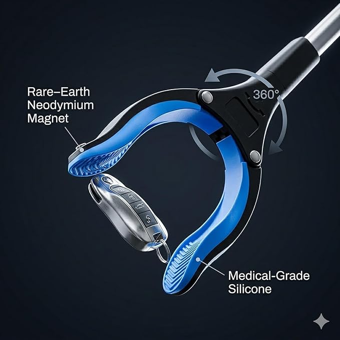 Grabber Reacher Tool - 32” Extra Long Foldable Gripper and Reaching Tool - Heavy Duty Pick Up Stick Grabbers for Seniors, Trash, Surgery Recovery Must Haves Gifts (Blue)