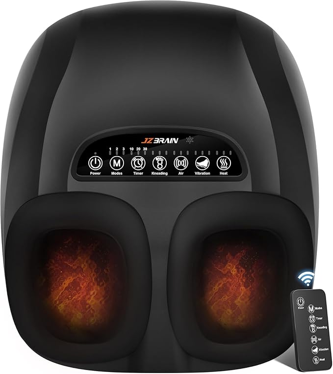 Foot Massager with Heat : Shiatsu Electric Foot Massagers Machine with Vibration & Compression for Plantar Fasciitis & Neuropathy - Relax for Home Office Use