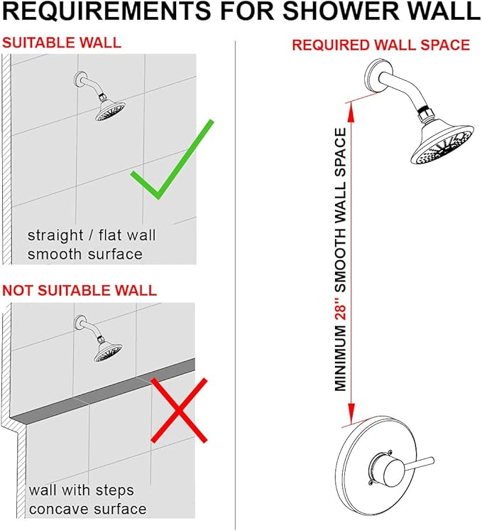 Handheld Showerhead & Rain Shower Combo for Easy Reach, 27.5" Drill-free Stainless Steel Slide Bar, 5”of 5-setting Handheld Shower and Showerhead, with 5ft Hose - Polished Chrome