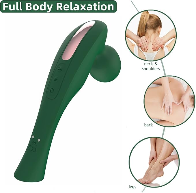Handheld Cordless Electric Shoulders & Neck Back Massage Tools-20 Vibration Modes and 8 Speeds-Full Body Muscle Tissue Massager-Waterproof & Portable for Muscle Pain Relief & Fatigue.(Green)