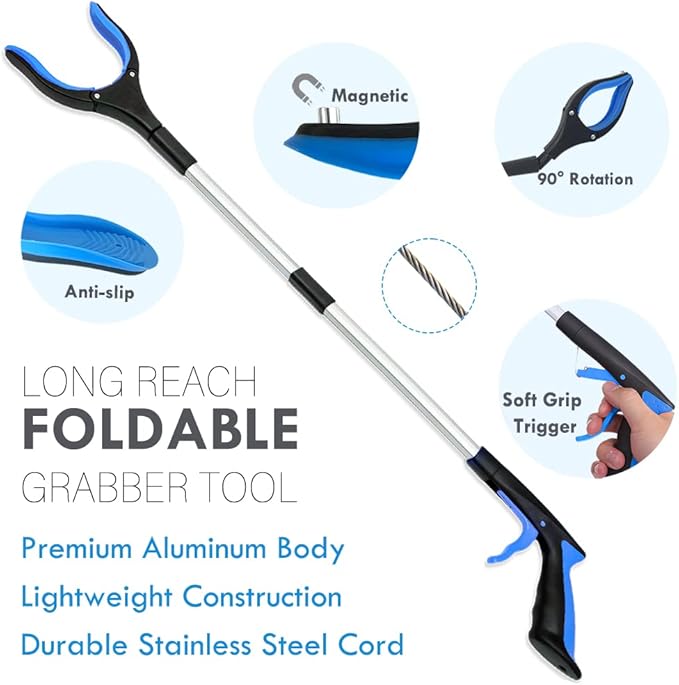 7PC Hip Kit For Seniors Total Hip Replacement Prime, Hip Replacement Kit After Surgery, Hip Replacement Recovery Kit With Grabber,Sock Aid,Leg Lifter,Dressing Stick,Shoehorn,Back Scratcher,Bath Loofah