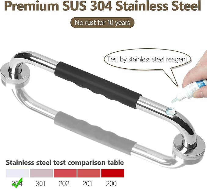 2 Pack Grab Bars for Showers 16 Inch Anti Slip, Shower Grab Bars for Seniors, Handicap Grab Bars for Wall Bathroom, Safety Bath & Shower Handles for Elderly, Tesuchan