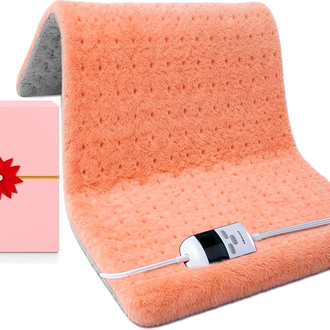 Boncare® Ultra Plush XXL Heating Pad for Neck and Shoulder and Back with Auto-Off, Stay-On Warmth Up to 18 Hours, 6 Heat Levels, 12.6 ft Cord for Bed Foot Warmer with Gift Box (Pink, 20"x24")