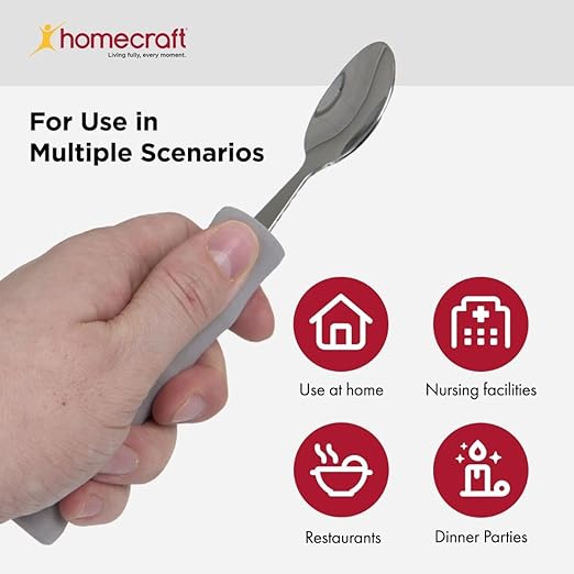 Homecraft Lightweight Foam-Handled Grip Junior Soup Spoon, Adaptive Utensil for Children, Adults, Elderly, and Handicapped, Ergonomic Easy-to-Grip Handle, Ideal for Arthritis or Weak Grip