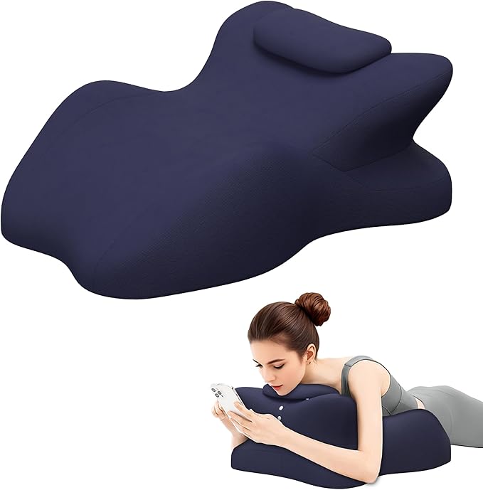 Memory Foam Ergonomic Wedge Pillow, Prone Pillow for Sleeping, Reading Pillow for Bed, Ergonomic Support for Back Pain & Sitting Up, Ideal for Massage, with Removable Cover