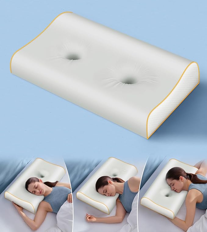 Memory Foam Contour Pillow for Neck Pain Relief/Neck Support, Cooling Cervical Neck Pillow for Side Sleeper/Sleeping, Ergonomic Sleep Apnea Orthopedic Anti Snore Therapeutic Pillows for Back Sleepers