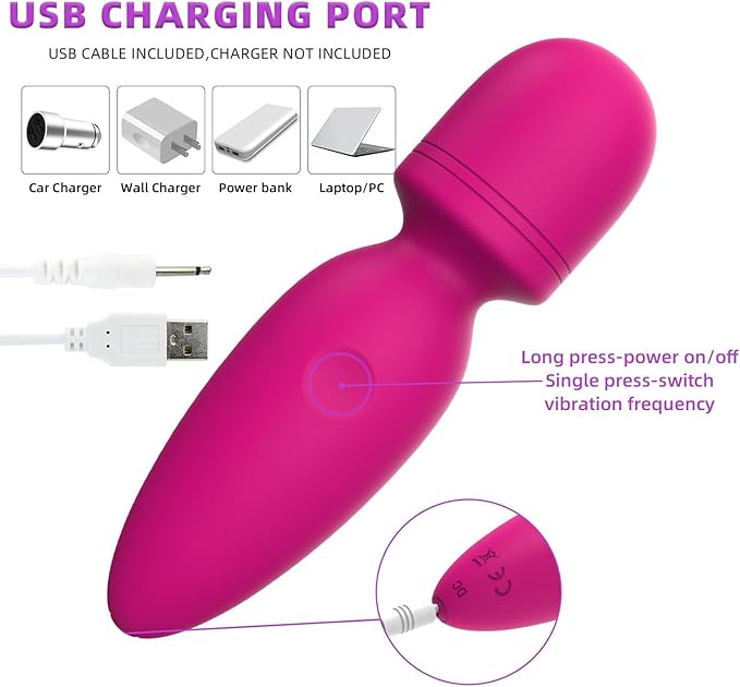 Fuwyiy Mini Massager Tools,Small Waterproof Cordless Handheld Massager with 10 Vibration Modes, Personal Handheld Massager for Back（Rose Red）