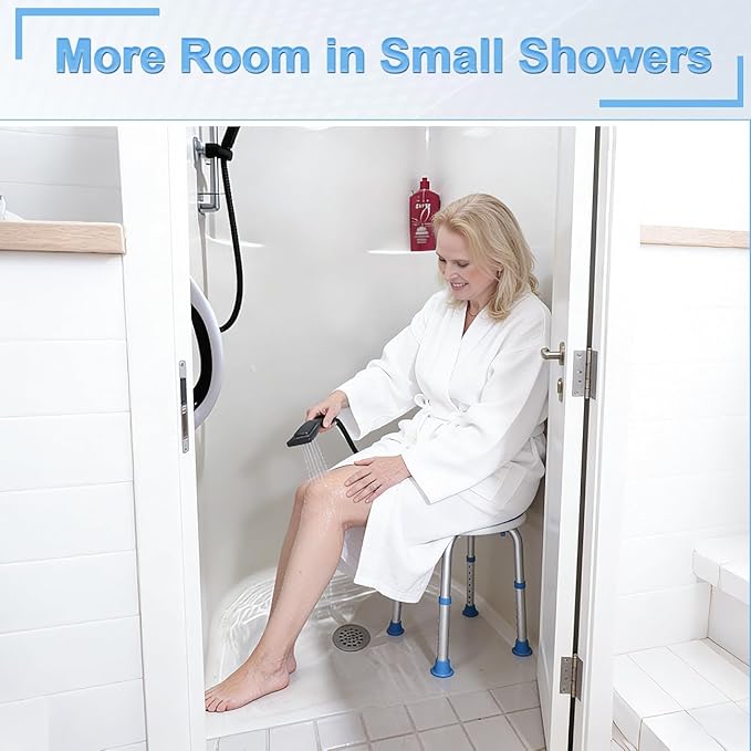 SOUHEILO Adjustable Shower Chair for Inside Shower, HSA/FSA Eligible Round Shower Stool for Inside Bathtub, Tool-Free Shower Seat for Elderly/Senior/Disabled/Pregnant