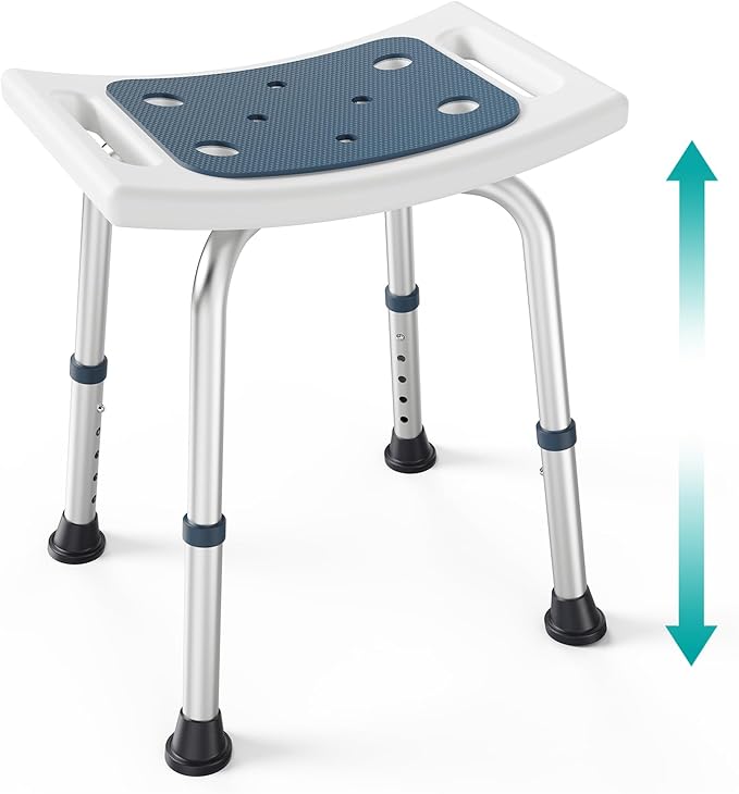 PELEGON Shower Chair for Inside Shower (350 lb) - Adjustable Height, Padded Seat, Shower Chair for Elderly and Disabled - Shower Chair for Adults, Tub Chairs for Bathtubs - Dark Blue