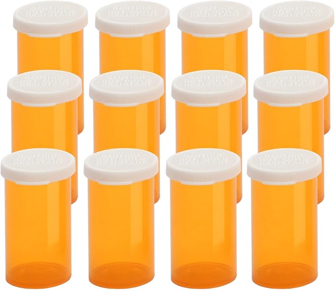 Empty Plastic Pill Bottles with Easy Open Caps (Not Child Resistant), Prescription Medication Vials, Clear Containers Pill Cases Dispenser Organizers (30 Dram, 12pcs)