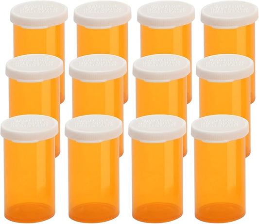 Empty Plastic Pill Bottles with Easy Open Caps (Not Child Resistant), Prescription Medication Vials, Clear Containers Pill Cases Dispenser Organizers (30 Dram, 12pcs)