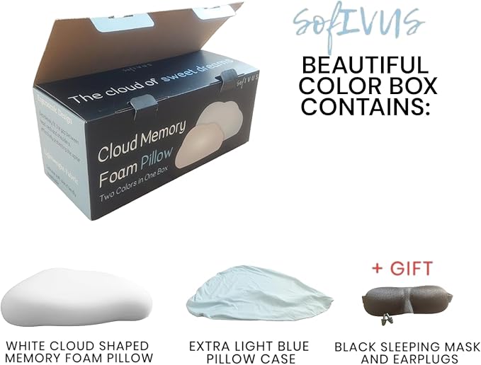 Cloud Shaped Contour Cervical Memory Foam Pillow with Additional Pillowcase - Soft Neck Support for Side Stomach Back Sleepers - Comfortable Slow Rebound Pillow Set with Ergonomic Design