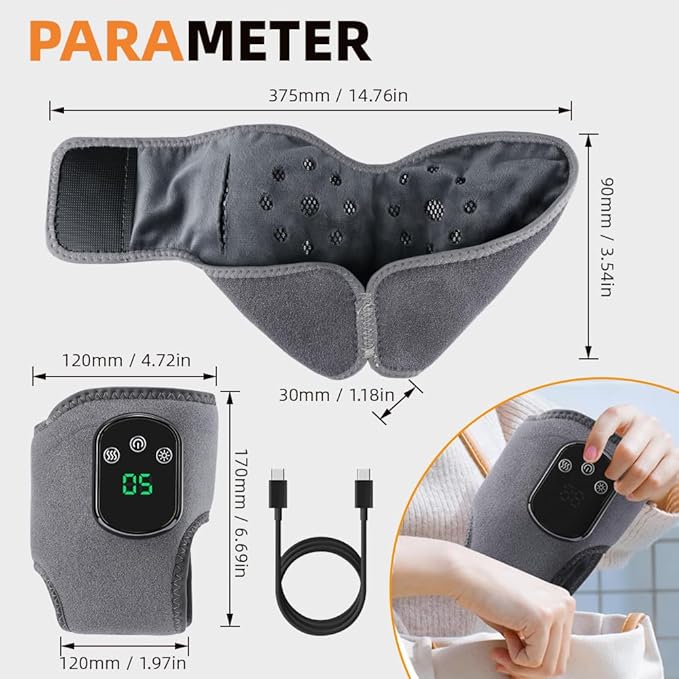 IFTHFOUR 2Pcs Foot and Ankle Massager with Heat, Portable Heated Wrap, 3 Vibration Modes and 5 Heat Settings, USB Charging, Ideal for Home and Travel