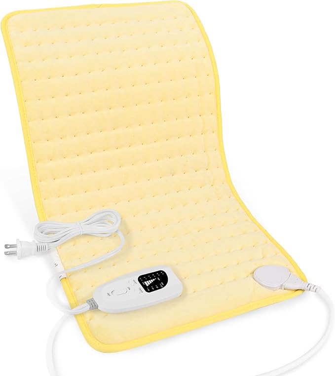 Deepsoon Heating Pad,Electric Heating Pads for Back,Neck,Moist Heating Pad for Abdomen Shoulder Knee Legs,Dry/Moist Heat&Auto Shut Off,Mother's Day Birthday for Men and Women,Light Yellow,24x12 Inch