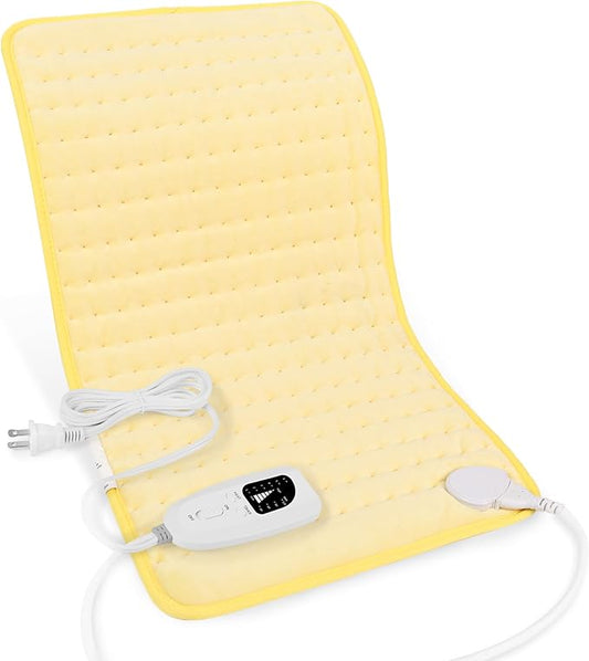 Deepsoon Heating Pad,Electric Heating Pads for Back,Neck,Moist Heating Pad for Abdomen Shoulder Knee Legs,Dry/Moist Heat&Auto Shut Off,Mother's Day Birthday for Men and Women,Light Yellow,24x12 Inch