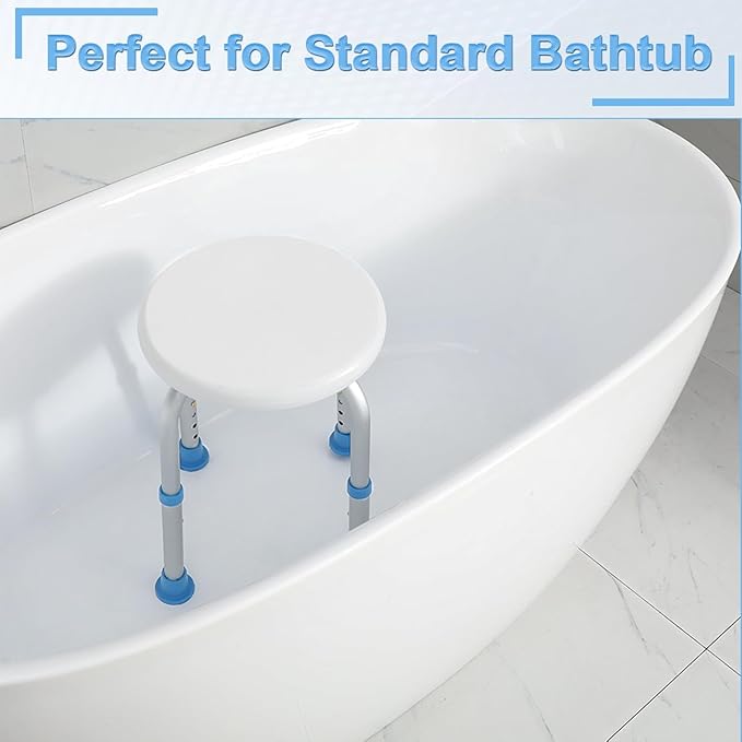 SOUHEILO Adjustable Shower Chair for Inside Shower, HSA/FSA Eligible Round Shower Stool for Inside Bathtub, Tool-Free Shower Seat for Elderly/Senior/Disabled/Pregnant