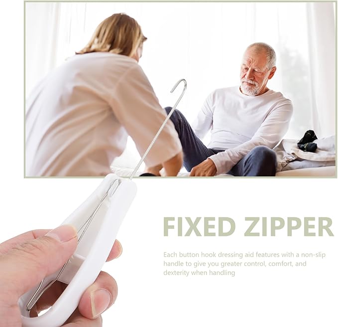 Balacoo Zipper Puller and Button Hook Dressing Aid Tool for Arthritis and Disabled Hands Non-Slip Handle for Easy One-Hand Operation Comfortable Senior Dressing Helper for Shirts Coats and