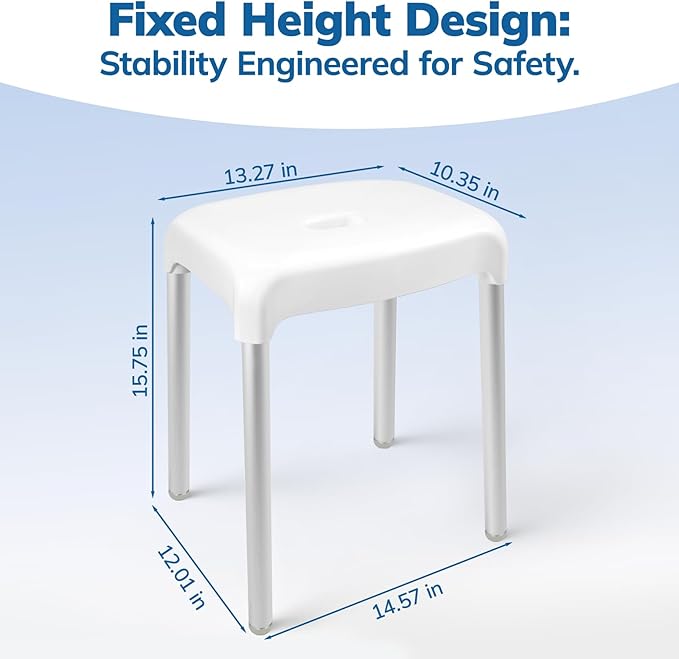 Umimile Shower Stool for Inside Shower - Fixed Height, Sturdy 330 lb Bath Seat - Anti-Slip Safety Shower Stool for Elderly and Disabled, Tool-Free Assembly (Height: 15.8")