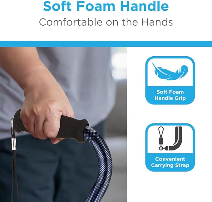 NOVA Offset Walking Cane for Seniors, Men & Women – Lightweight Adjustable Walking Cane with Soft Foam Grip, Wrist Strap, Anti-Rattle Lock & Non-Slip Tip – Stylish Mobility Aid