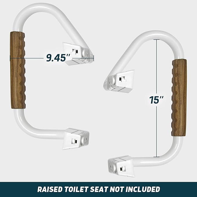 Lunderg 21" Handrails Replacement for Elongated Raised Toilet Seat - Raised Toilet Seat Not Included