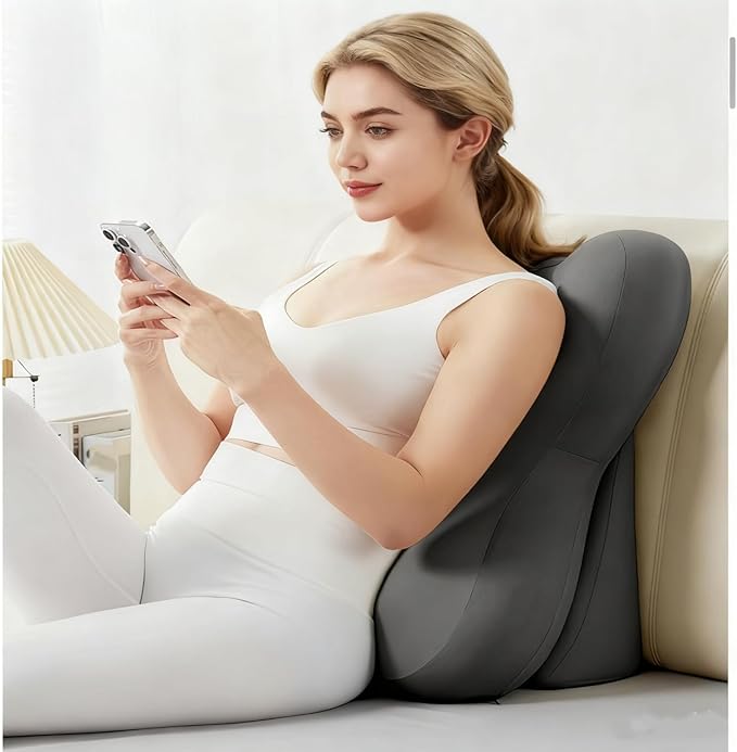 Luxury Reading Pillow for Bed - Backrest Cushion for Sitting Up in Bed, Sofa Ergonomic Support for Reading, Watching TV, Gaming Relieves Back & Neck Discomfort, for Adults & Seniors(Gray)