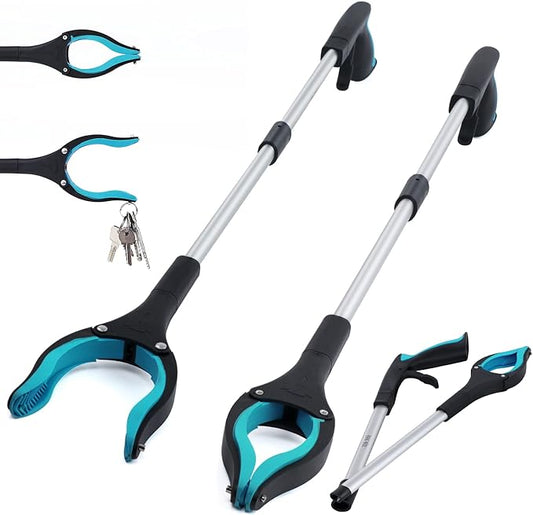Grabber Reacher Tool 2-Pack, 32" Folding Reacher Grabber Pickup Tool with Magnets, Lightweight Grabbers for Seniors, Trash Grabber Tool with 90°Rotating Head