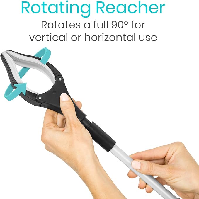 Vive Reacher Grabber Tool - 32" Extra Long Pickup Aid (2 Pack) - Trash Picker Upper, Rotating Hand, Heavy Duty Grip Arm - Reaching Assist for Litter, Elderly, Garden Nabber, Disabled, Handicap Arm