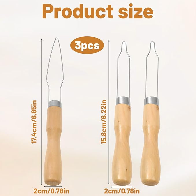 3Pcs Button Hook for Seniors, Button Helper Tool for Elderly, Button Assist Tool with Wooden Handles, Includes Regular and Small Tip Button Hole Helper Tools, Dressing Aid for Limited Mobility