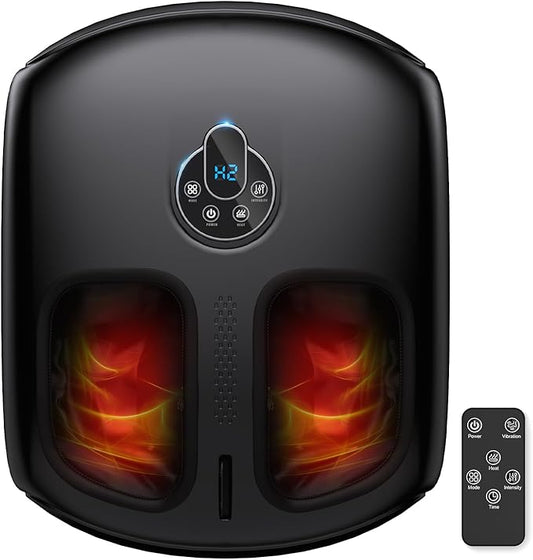 Foot Massager with Heat, Shiatsu Deep Kneading Electric Foot Massager with Remote, 4 Modes & Vibration & Compression & Roller for Feet Relief, Fits Men's Size 13, Gift for Women Men Mother's Day