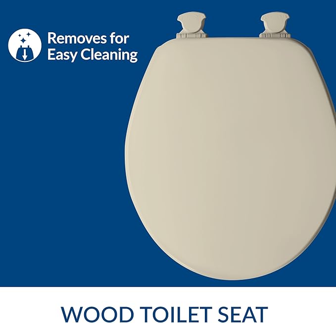 CHURCH 540EC 006 Toilet Seat with Easy Clean & Change Hinge, ROUND, Durable Enameled Wood, Bone (Pack of 2)