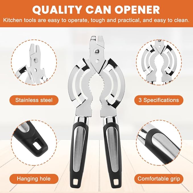 Jar Opener, Stainless Steel Jar-Lid Opener, Multifunctional Jar-Opener for Weak Hands, Beer Bottle-Opener for Arthritic Hands, Seniors with Arthritis