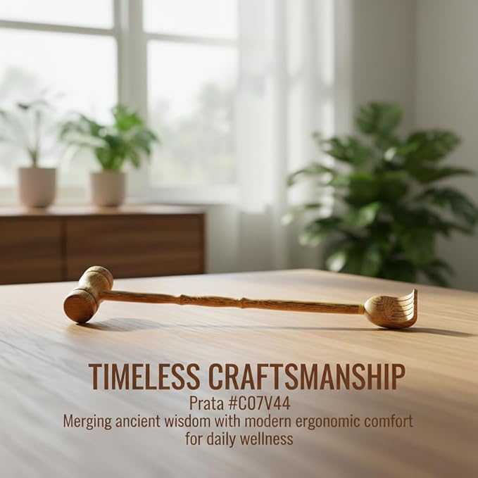 2 in 1 Wooden Back Scratcher and Massager Hammer, Long Handle Manual Back Tapper for Itching Relief, Muscle Relaxer for Back Neck Shoulder, Portable Handheld Massage Tool for Adults Elderly