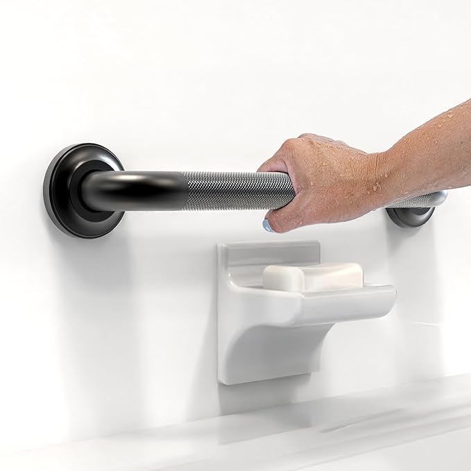 1-1/4" Knurled Grab Bar, ADA Compliant Bath Safety Shower Handrail, Bathroom Mobility Aid Handle for Seniors and Disabled, Heavy Duty 500lbs Support