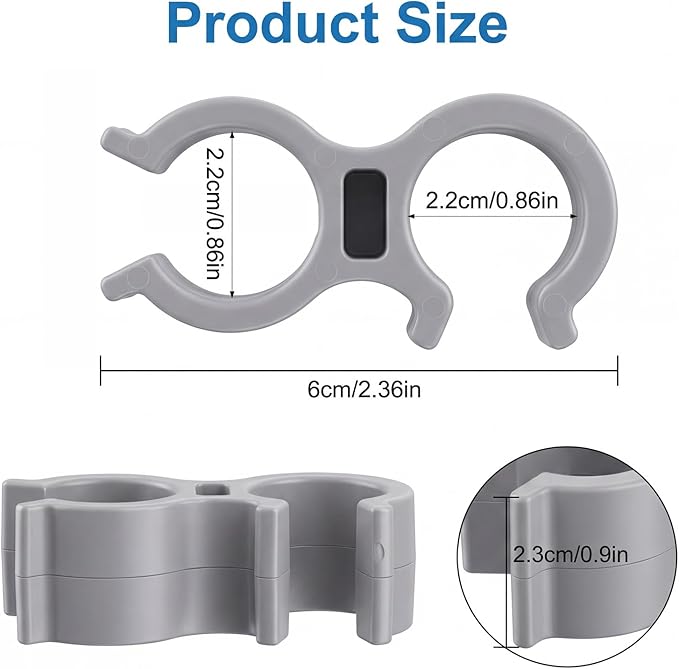 2Pcs Shower Head Holder for Shower Chair, Handheld Shower Clip Tube Clamp Bracket, with 4 Double-Sided Adhesive Pieces for Bath Seat, Transfer Bench, Bath Stool, Shower Commode