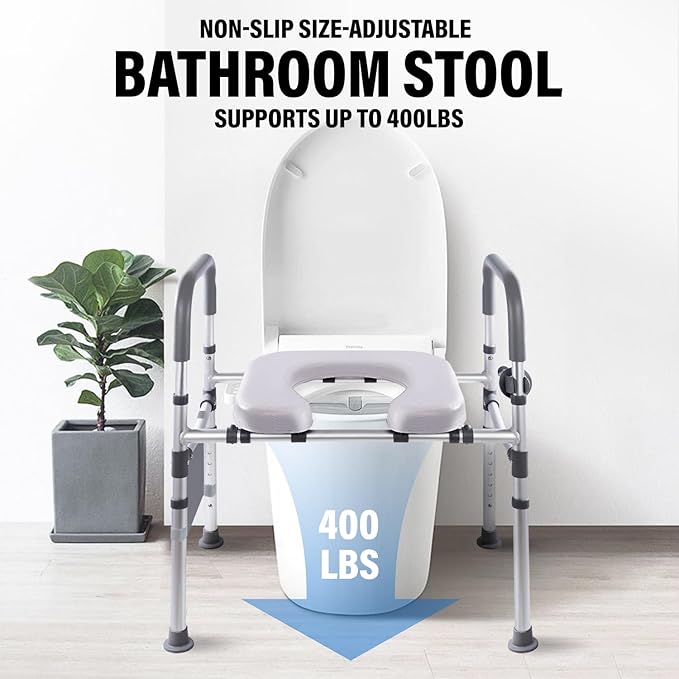 Adjustable Raised Toilet Seat with Handles - FSA HSA Eligible Toilet Riser for Seniors & Handicap, Fits Any Toilet, Supports 400lbs