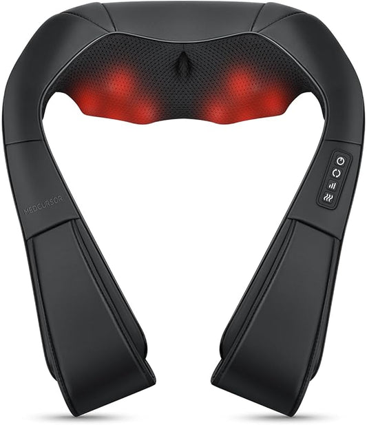 Medcursor Neck Massager - Portable Electric Neck and Back Massager with Heat, Deep Tissue 3D Kneading Pillow for Muscle Pain Relief, Ideal Father’s Day Gift, Not Cordless