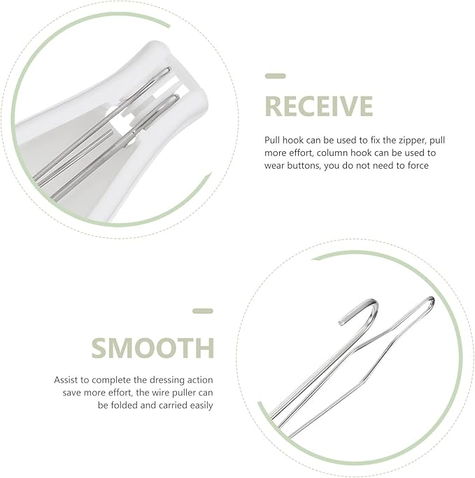 EXCEART Button Hook Helper Tool for Elderly One-Hand Dressing Aid with Non-Slip Handle for Shirts Dresses and Zipper Pull Assistance