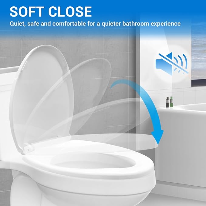 Round Toilet Seat 16.5" - Soft Close, Durable PP Toilet Seat, Easy Installation & Removal, Fits Most Toilet Bowls