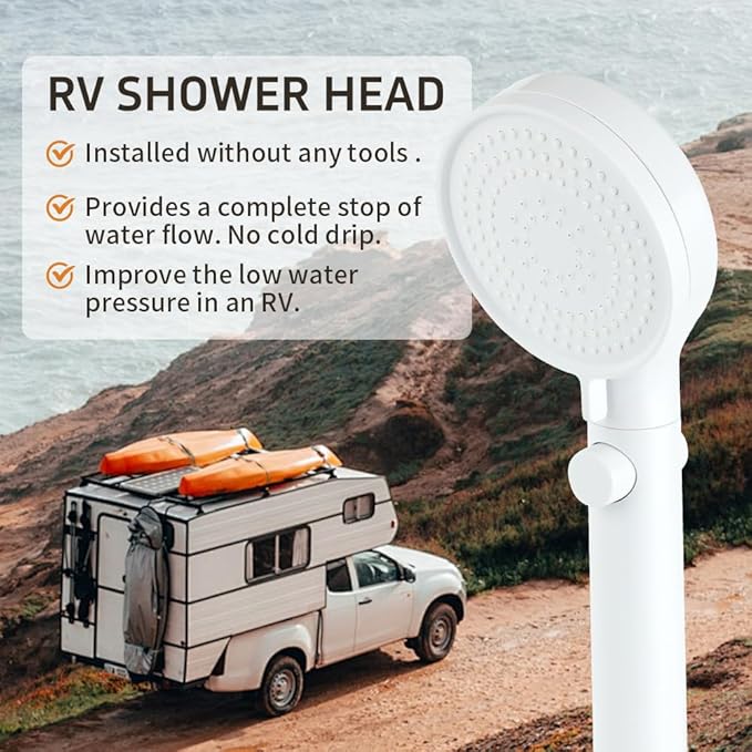 DOILIESE Shower Head with Handheld Spray High Pressure Shower Head with ON/Off Switch, 3-Modes Shower Head with Hose,White